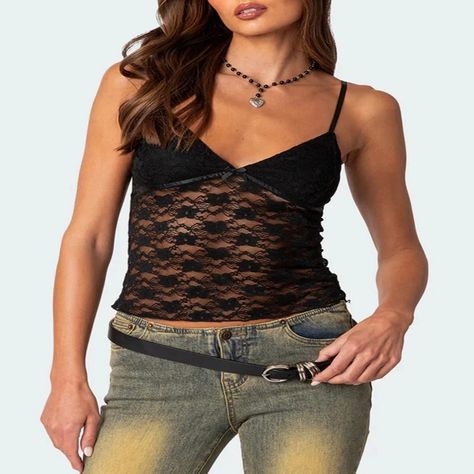 Lace Camisole Top, Cropped Camisole, Outfit Plan, Womens Camisoles, Spaghetti Strap Tank Top, Lace Camisole, American People, Lace Crop Tops, Sleeveless Tshirt