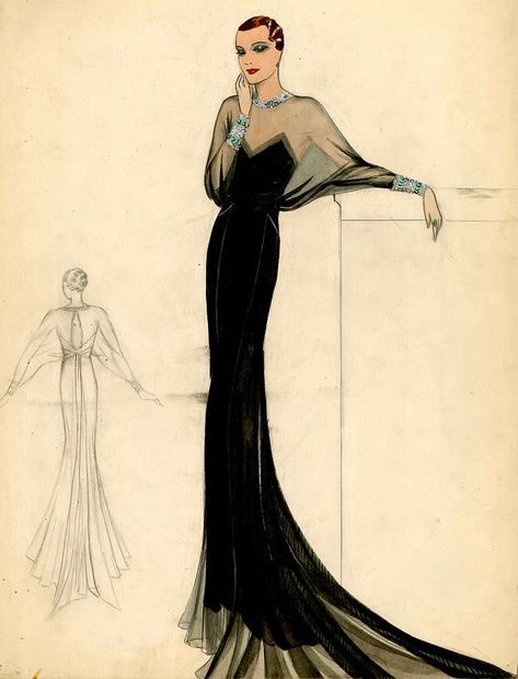 Vintage Fashion 1930s, 1930 Fashion, Fashion Illustration Vintage, 30s Fashion, Vintage Dress Patterns, Retro Mode, 1930s Fashion, Vintage Gowns, Vintage Couture