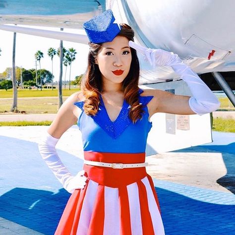 Goodwill South Florida (@goodwillsfl) • Instagram photos and videos Usa Costume, Captain America Cosplay, America Dress, Satin Gowns, Dancer Costume, America Girl, Costume Sewing Patterns, Peggy Carter, Costume Outfits