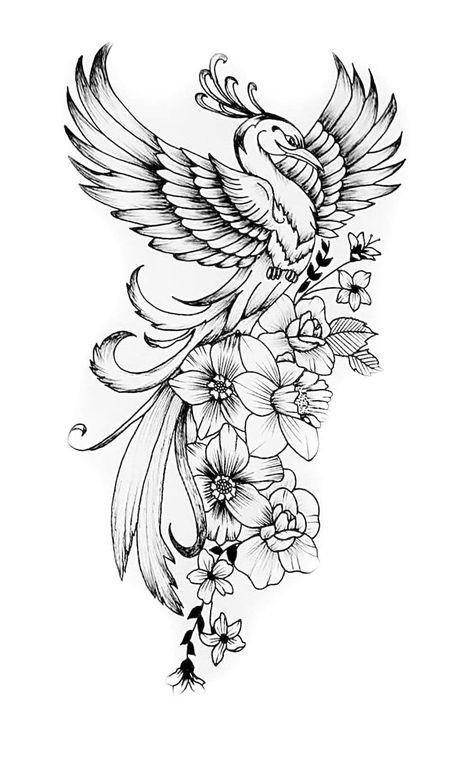 Tato Phoenix, Bird Tattoos For Women, Phönix Tattoo, Floral Thigh Tattoos, Dragon Tattoo For Women, Gaming Tattoo, Dope Tattoos For Women, Stylist Tattoos, Tattoo Style Drawings