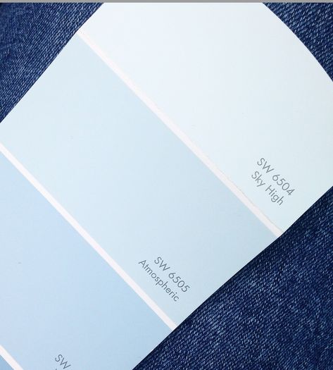 Sky Blue Wall Color, Sherwin Williams Sky High, Blue Paint Swatches, Ceiling Colour, Sky Blue Paint, Light Blue Paint Colors, House Paints, Blue Gray Paint Colors, Blue Wall Colors