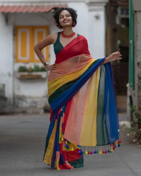 Rainbow Saree - Pure Mul Cotton Saree Celebrating Pride Month with vibrant sarees and boundless love! 🌈✨ Let's embrace our diverse identities and wear our pride with elegance. Sarees have no gender—let's all cherish this beautiful tradition together. ✈️ PAN India Shipping Done ✨️ WhatsApp on 6290038507 for Booking 📲 👑 Follow @the.royal_closet for more exclusive collection ✨️ #rainbow #pride #mulcotton #sareesunderbudget #pridemonth #sareelove #unityindiversity #smallbusiness #loveislov... Rainbow Saree, Saree Photography, Mul Cotton Saree, Royal Closet, No Gender, Unity In Diversity, Home Decor Crate, Fancy Sarees, Indian Designer