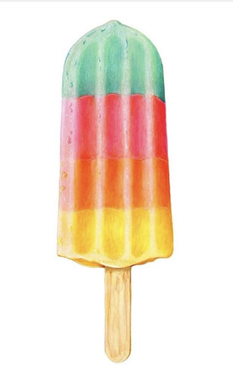 Ice Lolly Drawing, Popsicle Drawing, Ice Cream Poster, Food Artwork, Creative Advertising Design, Easy Doodles Drawings, Art Prompts, Food Drawing, Fruit Art