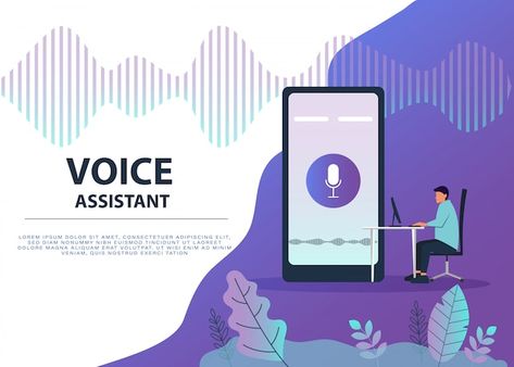 One Pager Design, Voice Technology, Male Character, Voice Assistant, Voice Control, Creative Ads, E Commerce, Premium Vector, Graphic Resources