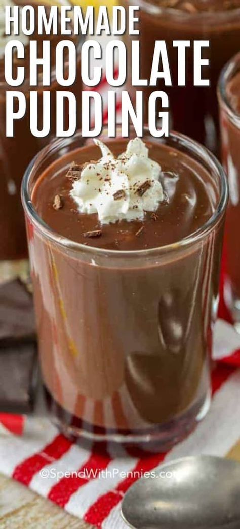 Chocolate pudding is everyone’s favorite dessert! Light, creamy, rich, and chocolatey, this easy pudding recipe goes perfectly with fruit or is delicious all on its own! #spendwithpennies #chocolatepudding #easydessert #homemade #classicdessert #kidfriendly #easyrecipe Pudding Recipes Homemade, Pudding Recept, Easy Chocolate Pudding, Keto Pudding, Chocolate Pudding Recipe, Easy Pudding Recipes, Dessert Light, Homemade Chocolate Pudding, Easy Puddings