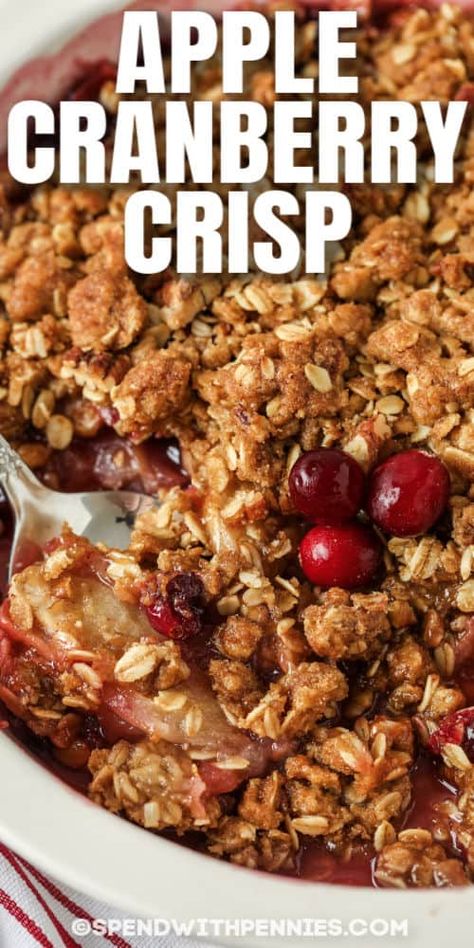 Cranberry Crunch Recipe, Cranberry Recipes Healthy, Cranberry Crumble Recipe, Apple Cranberry Crisp Recipe, Oat Streusel Topping, Cranberry Apple Crumble, Cranberry Apple Crisp, Apple Crisp With Oatmeal, Fresh Cranberry Recipes