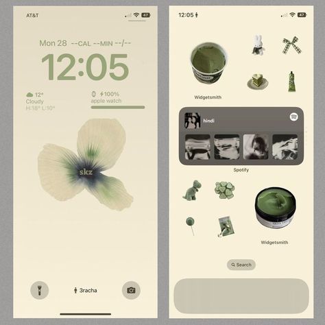 Theme Ios 16, Green Aesthetic Homescreen, Wallpaper Ideas Aesthetic, Wallpapper Iphone, Cozy Wallpaper, Iphone Layouts, Aesthetic Homescreen, Phone Layouts, Ios Layout