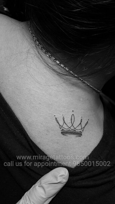 Tiara Tattoo, Crown Tattoos For Women, Big Tattoos, Small Crown Tattoo, Crown Tattoo Design, Princess Tattoo, Tattoo Back, Cross Tattoos, Back Of Shoulder Tattoo