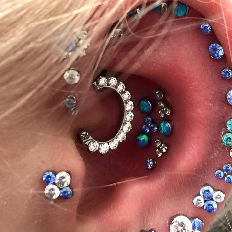 Piercings in Blues Conch Piercing Ideas, Ear Piercing For Women, Clicker Earring, Piercing Aesthetic, Constellation Piercings, Conch Piercings, Types Of Ear Piercings, Conch Piercing Jewelry, Conch Jewelry