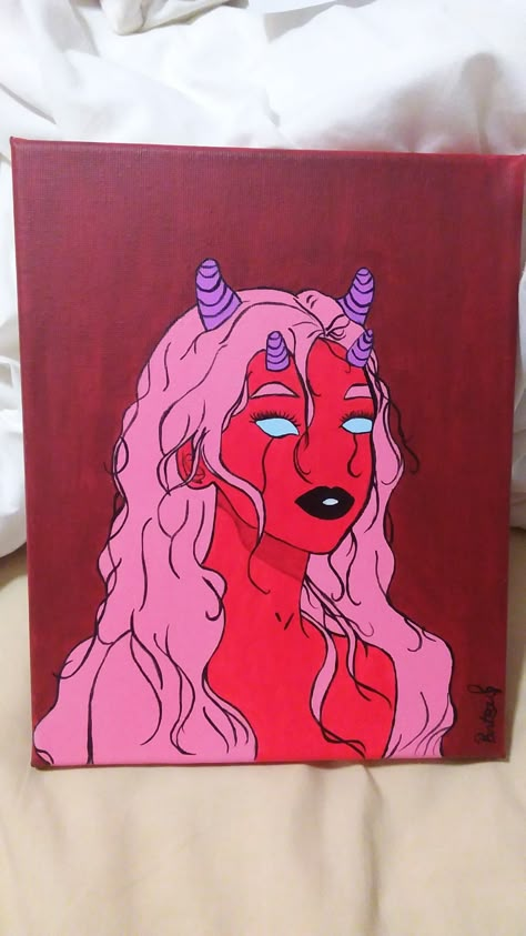 Aries Painting Ideas On Canvas, Edgy Canvas Painting, Canvas Painting Outline, Trippy Canvas Paintings, Dark Paintings Creepy Easy, Witch Painting Canvas, Mushroom Tripping Art, Y2k Painting Ideas Easy, Canvas Painting Ideas Aesthetic Trippy