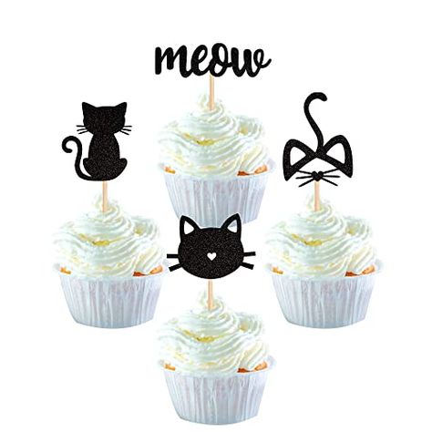 Kitty Cupcakes, 1st Birthday Cupcakes, Cat Themed Birthday Party, Baby Shower Party Themes, Cat Cake Topper, Cat Cupcakes, Kitten Birthday, Edible Cupcake Toppers, Cake Decorating Kits