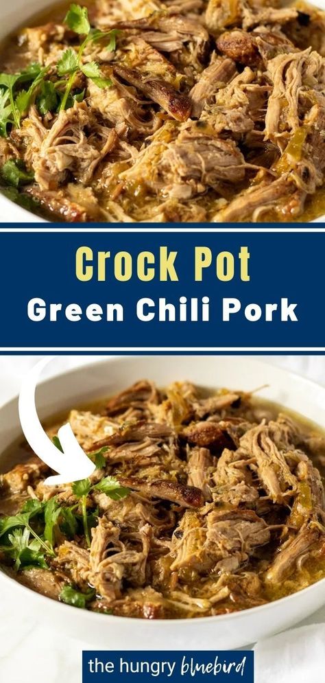 Crock Pot Green Chili, Pulled Pork Chili Recipe, Crockpot Pork Shoulder, Pork Tacos Crockpot, Pork Chile Verde, Pork Roast Crock Pot Recipes, Chili Pork, Pulled Pork Chili, Roasted Green Chili