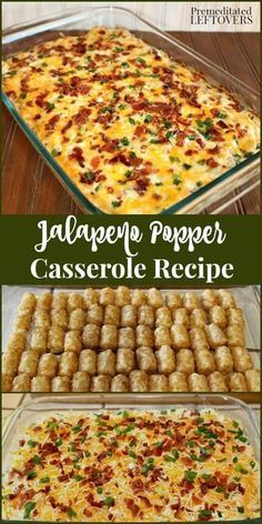 Bacon Tater Tots, Jalapeno Popper Casserole Recipe, Jalapeno Popper Casserole, Popper Casserole, Tot Casserole, Tater Tot Casserole, Jalapeno Popper, Potluck Dishes, Tater Tots