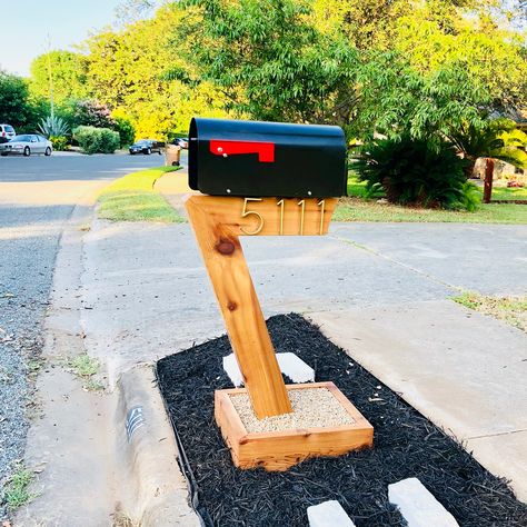 This is my mailbox post post where I post about the post I posted up today. Swipe for the before. Really happy with how this one came out!  •  •  #woodworking #wood #craftsman #craftsmanship  #handmade #diy #woodlovers #furniture #furnituremaker #furnituremaking #workthatwood #cedar #post #mailbox #mailboxpost #postpost Modern Mailbox Post, Mid Century Mailbox, Mailbox Diy, Modern Mailbox Design, Mid Century Modern Mailbox, Mailbox Makeover, Wooden Mailbox, Mailbox Landscaping, Diy Mailbox