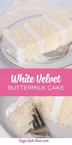 This white velvet buttermilk cake recipe is my FAVORITE cake recipe out of all of them. Yes even better than my famous vanilla cake recipe! The texture of this cake is simply out of this world. Tender, fluffy and the most amazing flavor from the buttermilk. I pair this moist cake with my ermine frosting and get rave reviews! #whitecake #vanillacake #buttermilkcake #cake #cakedecorating #sugargeekshow White Fluffy Cake Recipe, Fluffiest Vanilla Cake, Wasp Cake Recipe, White Velvet Cupcakes Recipe, Vanilla Velvet Cupcakes, Very Vanilla Cake, Desert With Buttermilk, White Velvet Buttermilk Cake Recipe, Vanilla Birthday Cake For Men