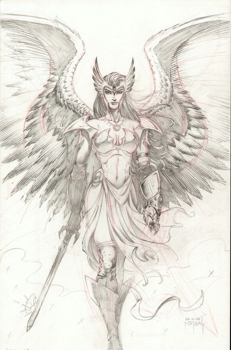 Valkyrie Tattoo, Angel With Wings, Divine Art, Norse Tattoo, Angel Drawing, Mythology Tattoos, Angel Warrior, Warrior Tattoo, Desenho Tattoo