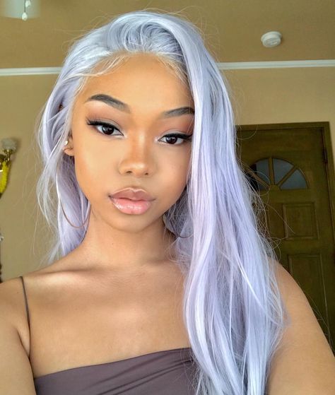 It's only the second month of 2019 and we are seeing Lilac Hair everywhere! From stars like Cardi B and Lady Gaga, everyone is following this trend. Dramatic Hair Colors, Lavender Hair Colors, Black Hair Updo Hairstyles, Dramatic Hair, Creative Hair Color, Lilac Hair, Lavender Hair, Straight Lace Front Wigs, Pastel Hair