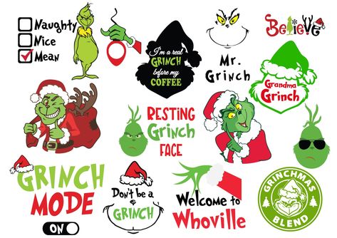 Grinch Svg Free, Der Grinch, Grinch Face Svg, Grinch Png, Grinch Hands, Grinch Shirts, Grinch Svg, Cindy Lou, Cricut Free