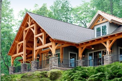 timber-frame-home - 1 Timber Frame House Plans, Frame House Plans, Timber Frame Home Plans, Future Interior Design, Post And Beam Home, Timber Frame House, Timber Frame Construction, Mountain House Plans, Frame House