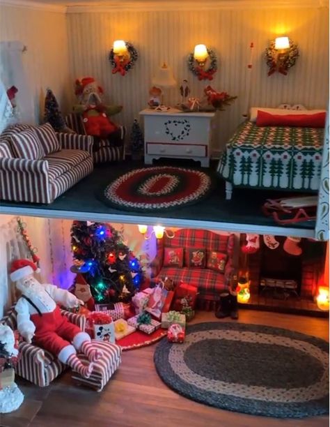 Kim Kardashian shows off the most magical Christmas dollhouse   | HELLO! Kardashian Christmas Doll House, Christmas Themed Dollhouse, Christmas Doll House Ideas, Christmas Dollhouse Diy Ideas, Christmas Dollhouse Ideas, Christmas Dolls House, Christmas Dollhouse Diy, Kris Jenner Christmas, Dollhouse Update