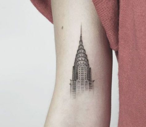 Chrysler Building Tattoo, Central Park Tattoo, Skyscraper Tattoo, Building Tattoo, Rain Tattoo, New York Tattoo, Nyc Tattoo, City Tattoo, Honeymoon Places