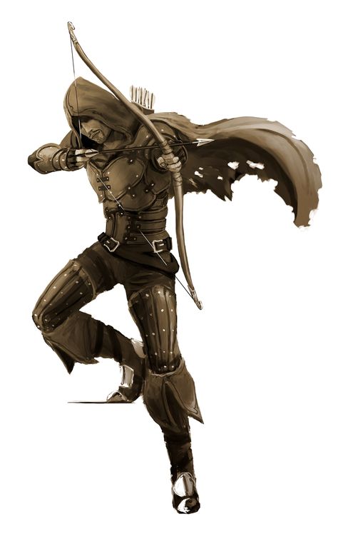 Human Male Rouge Archer - Pathfinder PFRPG DND D&D d20 fantasy Leather Armor Fantasy, Studded Leather Armor, Character Art Male, Archer Characters, Armor Ideas, D&d Minis, Leather Armor, Bow And Arrow, Human Male