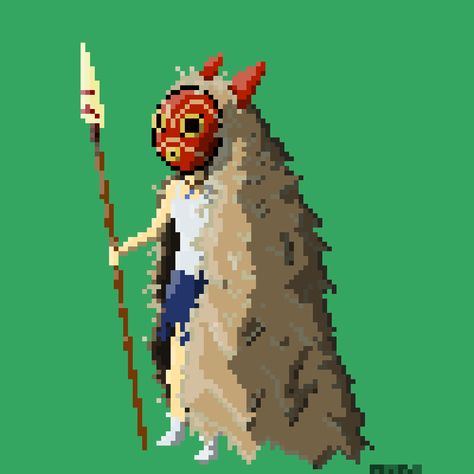 Princess Mononoke Pixel Art, Forest Sprites Princess Mononoke, Crochet Princess Mononoke, Princess Mononoke God Of The Forest, Princess Mononoke Environment, Princess Mononoke, Pixel Art Templates, Anime Pixel Art, Pixel Art Games