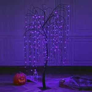 Lighted Tree Branches, Led Lights For Home, Halloween Mantel Decor, Black Trunk, Lights For Home, Halloween Front Porch Decor, Halloween Mantel, Spooky Trees, Led Tree