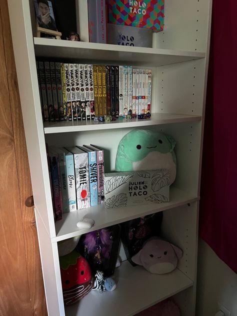 Plushie Shelf, Kpop Albums, Manga Collection, Room Inspiration, Bookshelves, Room Ideas, Bookcase, Shelves, Music