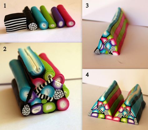 Fimo Ideas, Clay Canes, Polymer Clay Jewelry Tutorials, Polymer Clay Cane, Polymer Clay Canes, Polymer Clay Diy, Polymer Clay Jewelry Diy, Polymer Crafts, Polymer Clay Miniatures