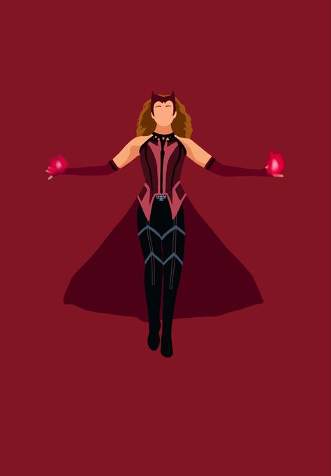 Drawing of Scarlet Witch (or Wanda Maximoff) made with procreate. Main colours are red, bordeaux and black. Scarlet Witch Illustration, Scarlet Witch Tarot Card, Wanda Crown Drawing, Wanda Maximoff Cartoon, Scarlet Witch Minimalist, Scarlet Witch Drawing Easy, Wanda Drawings Marvel, Wanda Animated, Scarlett Witch Drawing