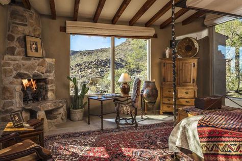 Southwestern Interior, Southwest Style Home, Desert Home Decor, Reclaimed Wood Ceiling, Adobe Home, Bedroom Inspirations Minimalist, Ranch Remodel, Cabin Home, Southwestern Home