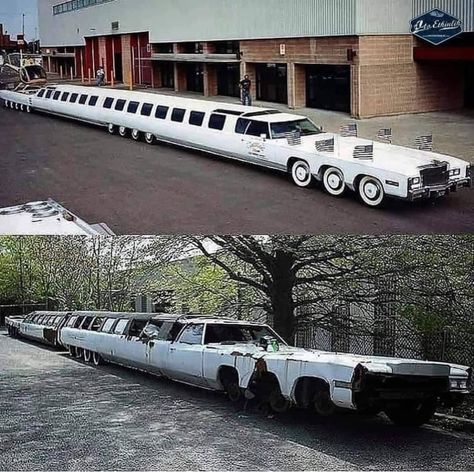 World’s longest limousine , American Dream, 100 ft long, includes helicopter landing pad and jacuzzi , hinged in the middle. In the 1980's and in 2013. BUT the story's not over, it's been restored! (See the restoration story) Limousine Car, Car Museum, Audi Q3, Cars And Coffee, Large Cars, Koenigsegg, Audi A6, Car Lover, American Dream