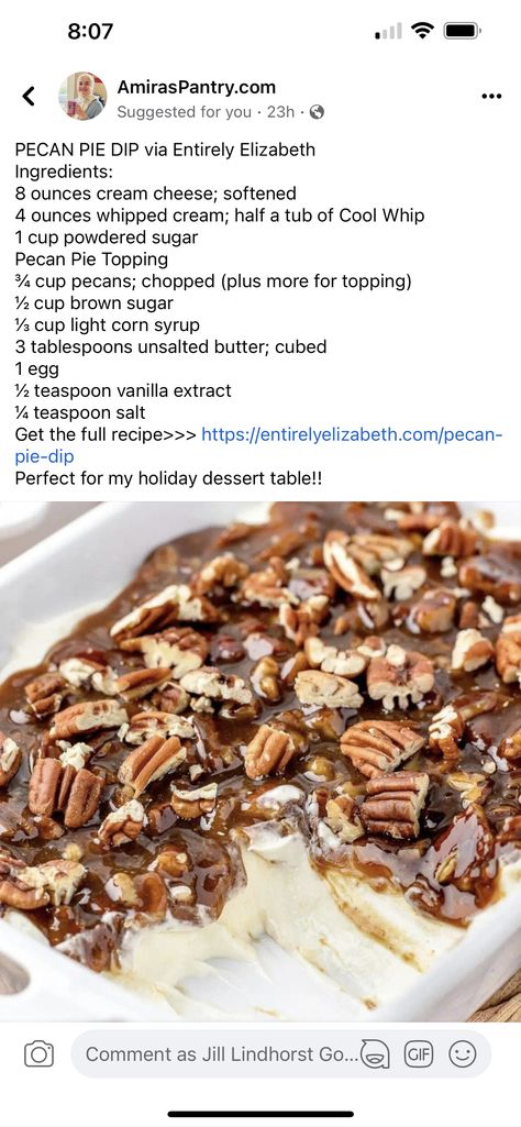 Pecan Pie Dip, Cheese Logs, Xmas Appetizers, Dip For Potato Chips, Pie Dip, Poppers Recipe, Holiday Desserts Table, Cream Cheese Dips, Dip Recipes Easy