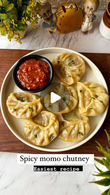 Divya on Instagram: "Spicy momo chutney recipe 😍🔥  Save this for later ❤️.   Ingredients -  Dry red chilli - 10-12 Tomato - 4-5  Oil - 1 tbsp  Garlic- 4-5  Onion- 1 small  Soya sauce- 1 tsp  Vinegar- 1/2 tsp  Salt - 1 tsp  Tomato ketchup- 1 tsp   Do try this recipe and let me know if you liked it or not 😍😍.   Follow @cookingdiaryathome  For more such amazing content ❤️.   ❌NO REPOST ❌  [ Momos chutney, chutney recipe, street food , cooking video, Ranchi blogger]   #momos #streetfood #reelinstagram #recipereels #ranchi #cookingdiaryathome #chutney #explorepage✨ #momoslover #streetfoodlover #ranchiblogger #recipecreator" How To Make Momos Chutney, Tomato Chatni, Momo Chutney Recipe, Momos Chutney Recipe, Red Chutney Recipe, Momos Recipe, Break Fast, Chutney Recipe, Soya Sauce