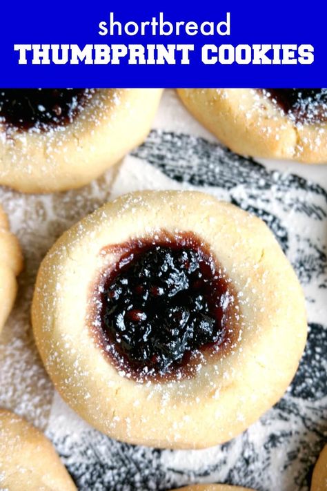 Coconut Shortbread Cookies, Shortbread Thumbprint Cookies, Homemade Blackberry Jam, 4 Ingredient Cookies, Easy Shortbread, The Cookie Monster, Best Cookies Ever, Jam Cookies, Dipped Cookies