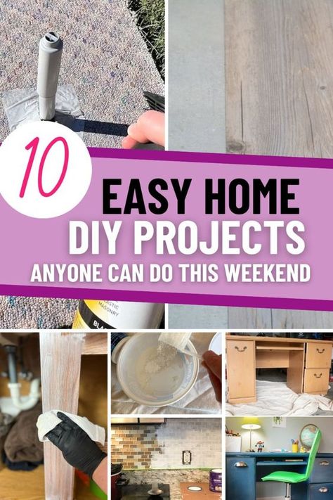 Cheap Easy Diy Home Improvements, Easy Diy Home Improvement Ideas, Spray Paint Cabinets, Diy Home Improvement Ideas, Peel And Stick Flooring, Ways To Upgrade Your Home, Diy Paint Projects, Basement Remodel Diy, Home Improvement Ideas