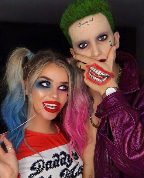 Couple Halloween Costume, Joker Y Harley Quinn, Joker Halloween Costume, Batman And Joker, Punny Halloween Costumes, Harley Quinn Halloween Costume, Harley Quinn Makeup, Halloween Villain, Halloween Parejas