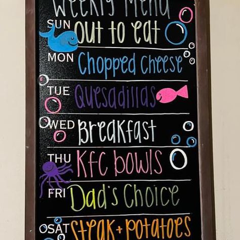 Weekly Menu Board Diy, Spring Chalkboard Art, Menu Board Diy, Weekly Menu Boards, Chalk Menu, Spring Chalkboard, Easy Toddler Meals, Chalkboard Ideas, Menu Boards