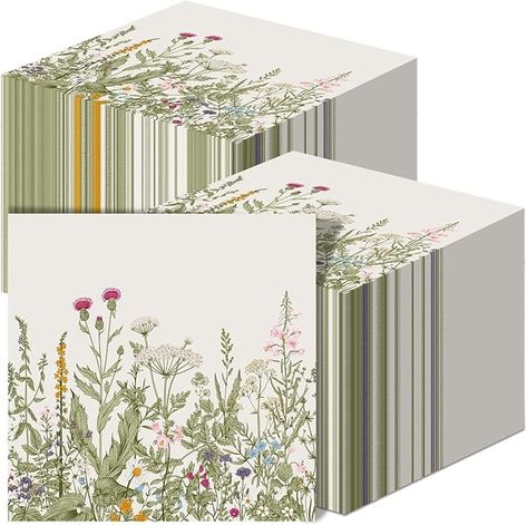 Amazon.com: Sinmoe 200 Pcs Wildflower Luncheon Paper Napkins Floral Guest Disposable Paper 2 Layers Botanical Green Leaves Herbs Dinner Hand Napkin Cocktail Napkins for Home Bathroom Holiday Party Supplies : Health & Household Paper Napkins Wedding, Decorative Napkins, Beverage Napkins, Home Bathroom, Party Napkins, Wedding Napkins, Dinner Napkins, Party Table, Paper Napkins