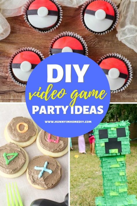 Video Game Tournament Party, Gamer Party Games, Gaming Party Food, Video Game Birthday Party Food, Nintendo Party Ideas, Diy Video Game Birthday Party, Diy Video Game Party, Video Game Party Food, Video Game Party Ideas