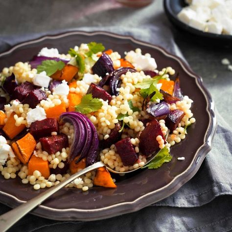 Pearl-Couscous-2-LR-898×1024 Couscous Salad Dressing, Sweet Potato Feta, Vegetable Couscous Salad, Pearl Couscous Recipes, Roasted Vegetable Couscous, Pearl Couscous Salad, Couscous Salad Recipes, Vegetable Couscous, Pearl Couscous