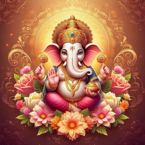 Jai Shri Ganesha! 🌺🙏 Begin your day with blessings and wisdom from Lord Ganesha. May his divine presence bring joy, success, and peace to your life. 📿 Wallpaper Ganesha, Lakshmi Images, Shri Ganesh, Ganesh Art, Lord Krishna Wallpapers, Krishna Wallpaper, Lord Ganesha, Lord Krishna, Ganesha