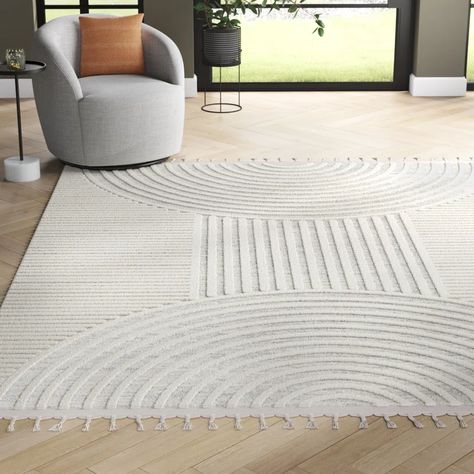 Joss & Main Laina Performance Cream/Light Gray Rug & Reviews | Wayfair Ship Decor, Light Grey Rug, Cream Area Rug, Heated Floors, Decorating Coffee Tables, Modern Dining Room, Geometric Rug, Joss And Main, Grey Rugs