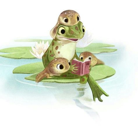 Frosch Illustration, Cute Animal Illustration, Frog Art, A Frog, Reading A Book, Cute Frogs, Drawing Tutorials, Cute Animal Drawings, Childrens Illustrations