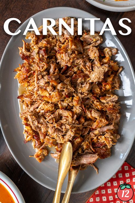 Easy Carnitas | 12 Tomatoes Easy Carnitas, 12 Tomatoes Recipes, Carnitas Recipe, Pork Carnitas, Fresh Avocado, Shredded Pork, 12 Tomatoes, Crispy Pork, Mexican Cooking