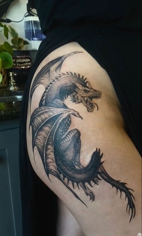 Dragon In Flight Tattoo, Masculine Dragon Tattoo, Mid Evil Dragon Tattoo, Sleeping Dragon Tattoo, European Dragon Tattoo, Game Of Thrones Dragon Tattoo, Wyvern Tattoo, Dragon Tattoo With Wings, Nordic Dragon