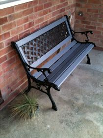 Park Bench Ideas, Painted Garden Furniture, Grey Garden Furniture, Cast Iron Garden Bench, Cast Iron Bench, Wood Bench Outdoor, Painted Benches, Garden Bench Diy, Park Benches