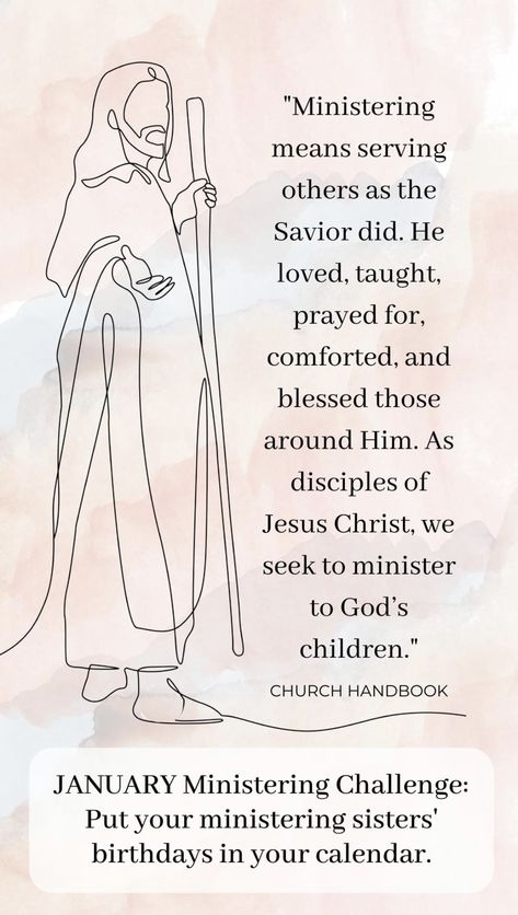 Ministering Challenge, Monthly Ministering Challenge, Ministering Sister Ideas, Ministering Quotes, Relief Society Christmas Gifts, Ministering Lds, Ministering Handouts, Lds Ministering, Relief Society Christmas