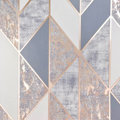 Ratings and Reviews of Superfresco Milan Geo Rose Gold Wallpaper 106407 | Wallpaper | Allen Braithwaite Blush Pink Wallpaper, Tapete Gold, Wallpaper Macbook, Wallpaper Sky, Rose Gold Wallpaper, Silver Wallpaper, Wallpaper Tumblr, Salon Interior Design, Marble Wallpaper